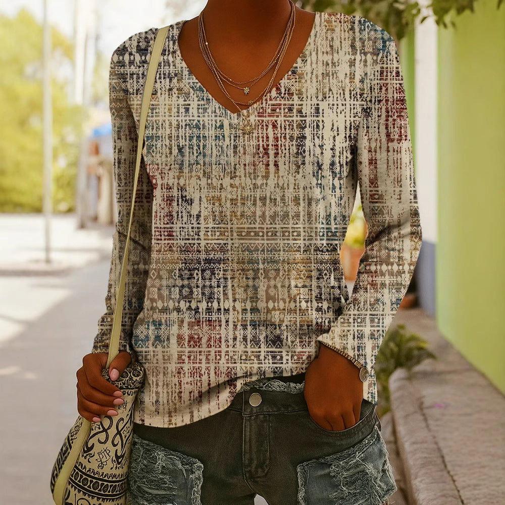 V-Neck Long Sleeve Top