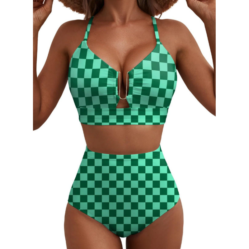 Floral Print High-Waist Bikini Set