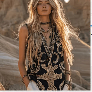 Print Pleated Tank Top