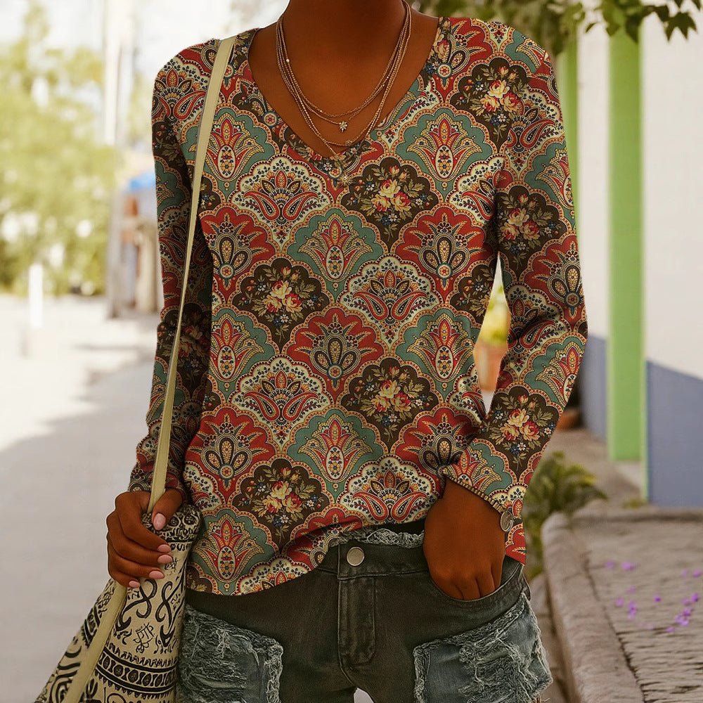 V-Neck Long Sleeve Top