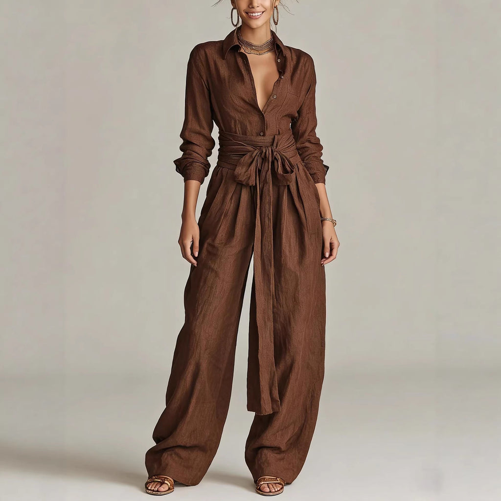 Solid Casual Pant Set