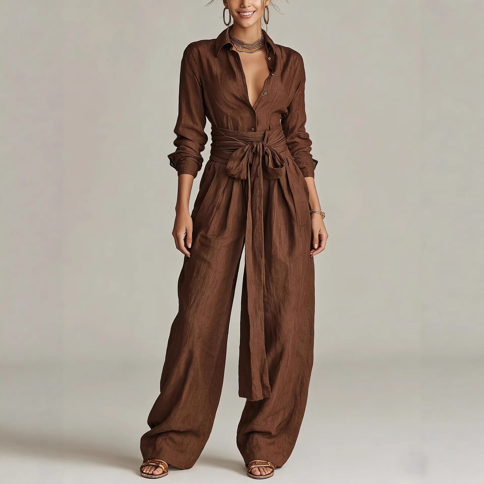 Solid Casual Pant Set