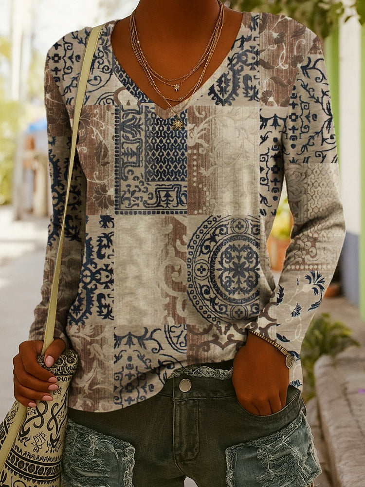 V-Neck Long Sleeve Top