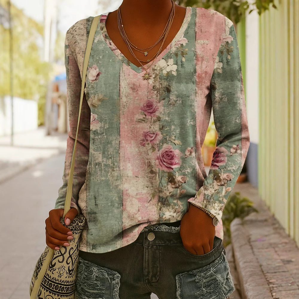 V-Neck Long Sleeve Top