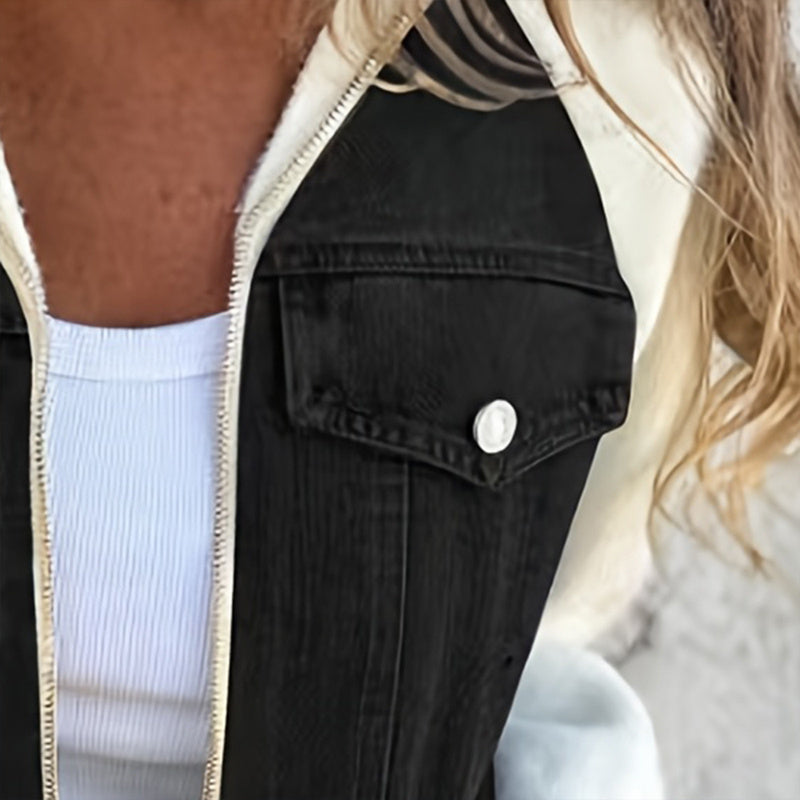 Denim Zip-Up Sweater