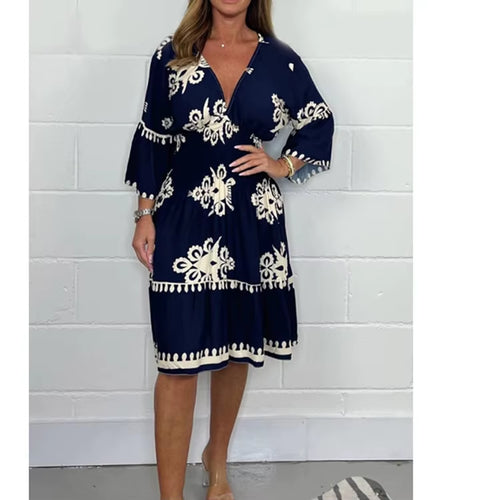 Elegant V-Neck Midi Dress