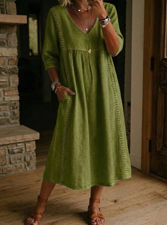 V-Neck Boubou Lace Trim