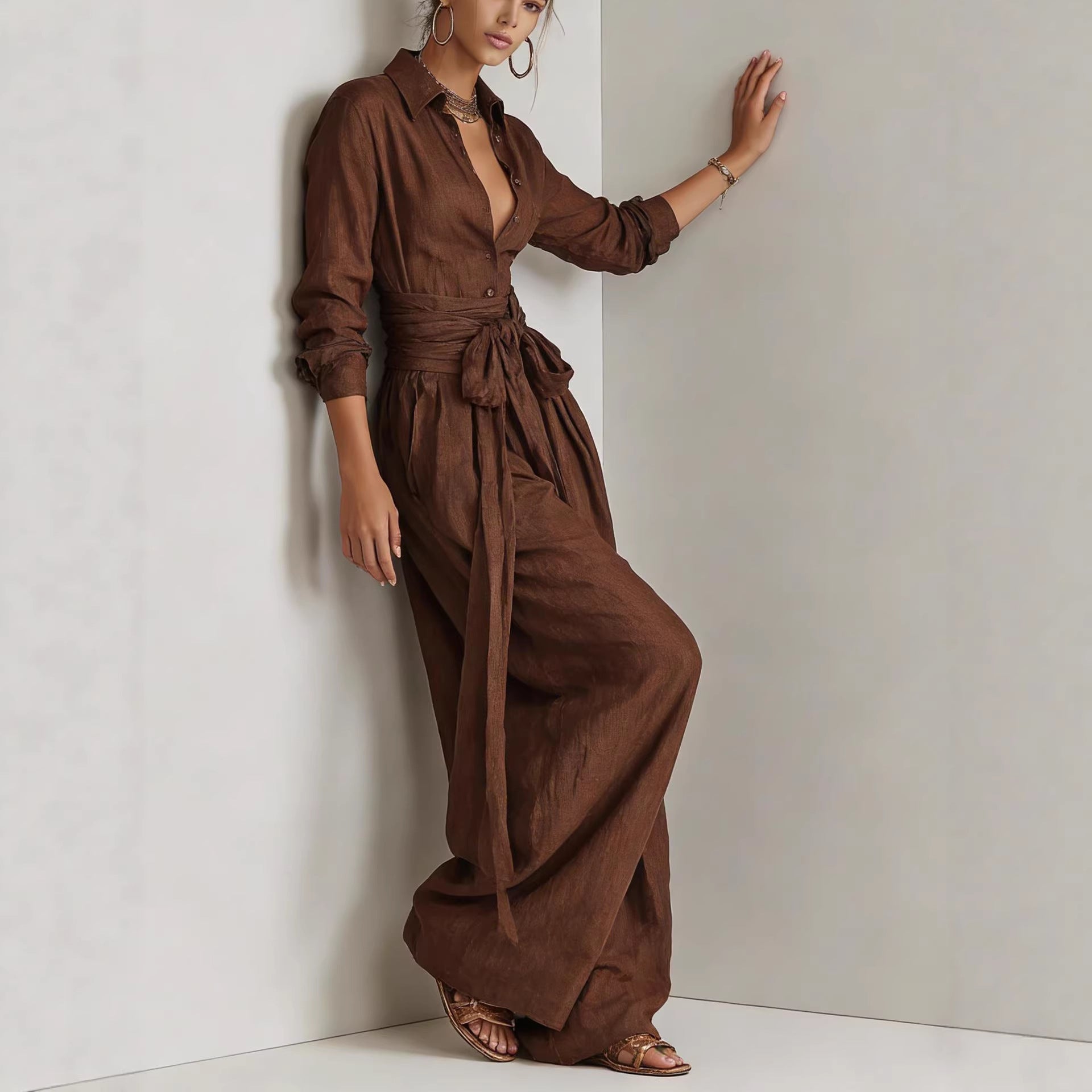 Solid Casual Pant Set