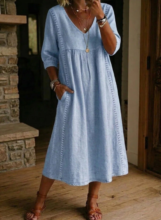 V-Neck Boubou Lace Trim