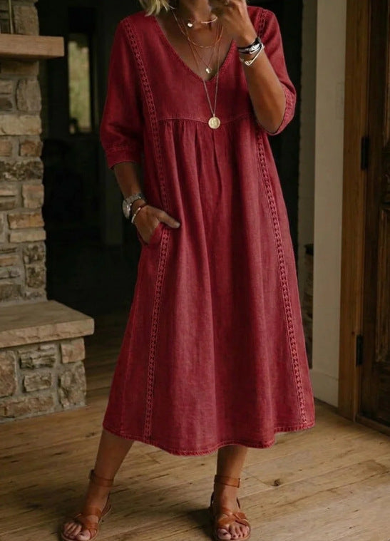 V-Neck Boubou Lace Trim