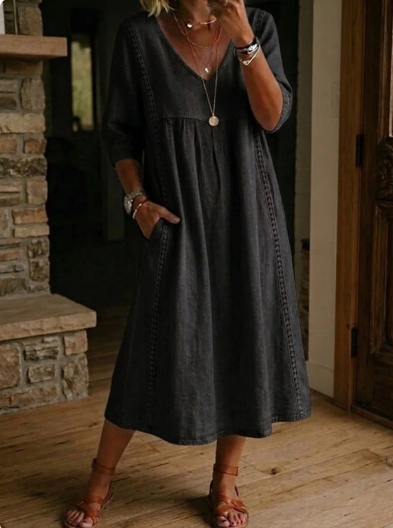 V-Neck Boubou Lace Trim