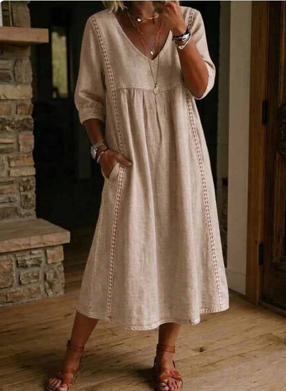 V-Neck Boubou Lace Trim