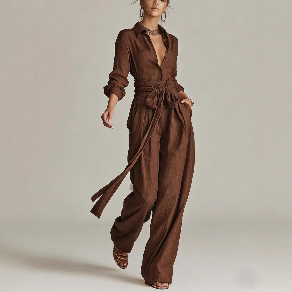 Solid Casual Pant Set
