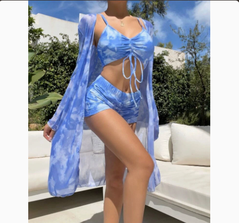 Mesh Three-Piece Swim Bikini W/ Briefs
