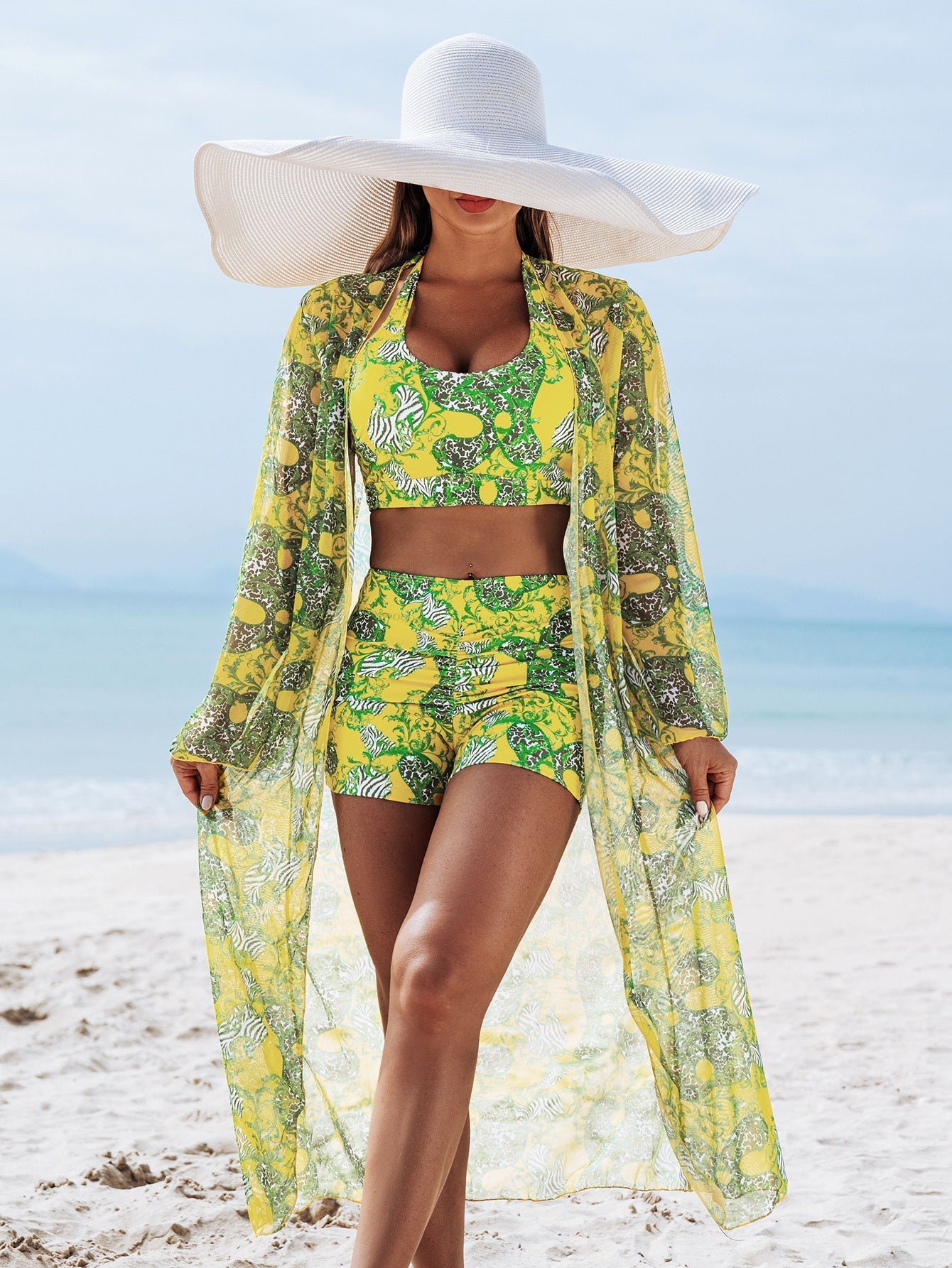 Multi-Color Bikini Three-Piece Padded Swimwear