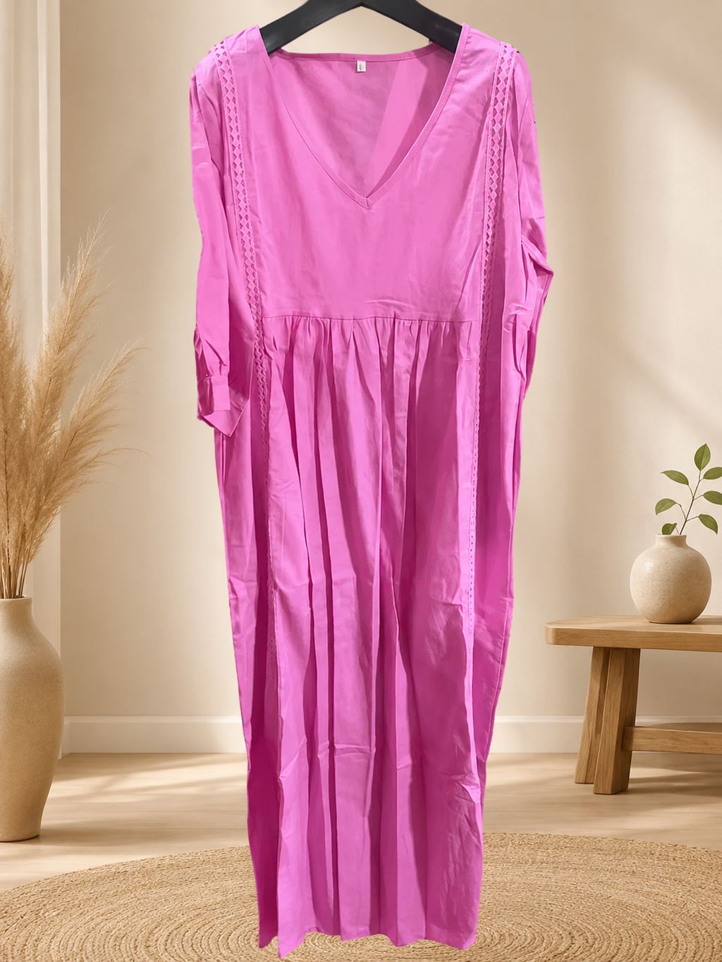 V-Neck Boubou Lace Trim