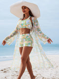 Multi-Color Bikini Three-Piece Padded Swimwear