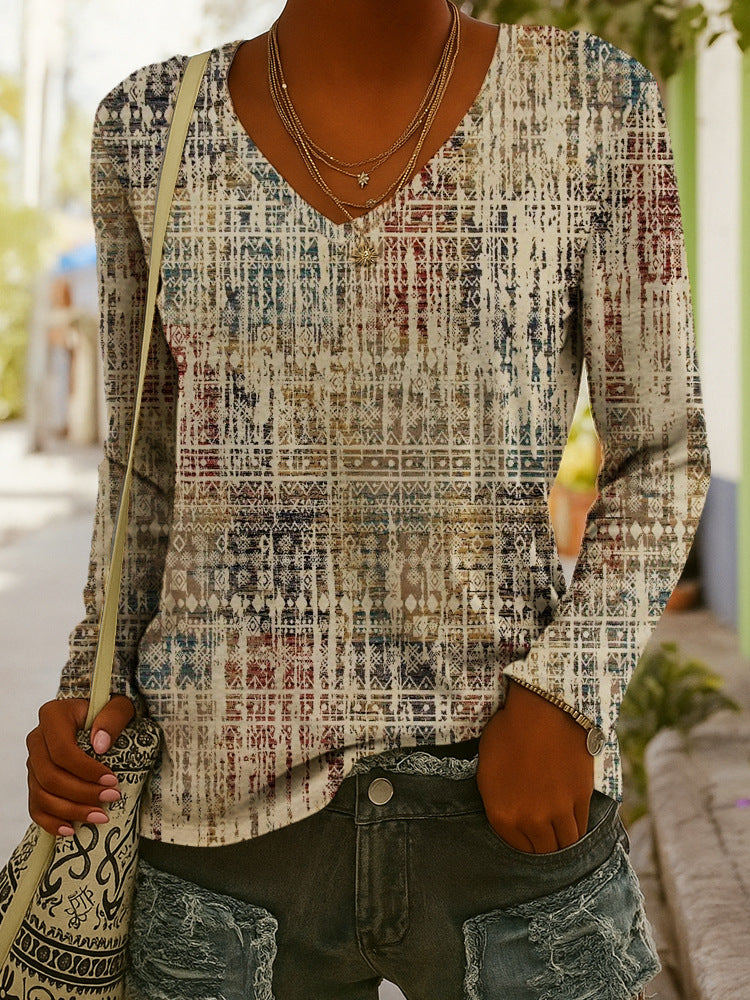 V-Neck Long Sleeve Top
