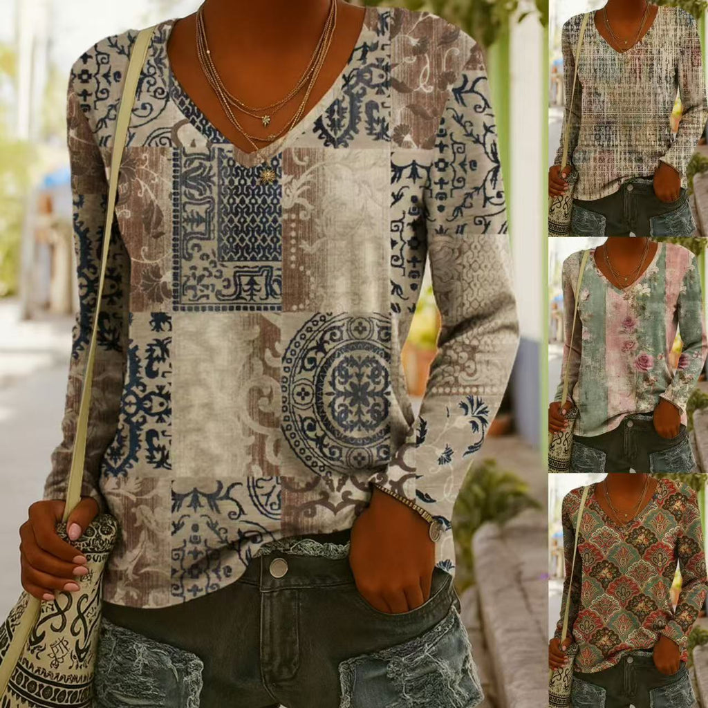 V-Neck Long Sleeve Top