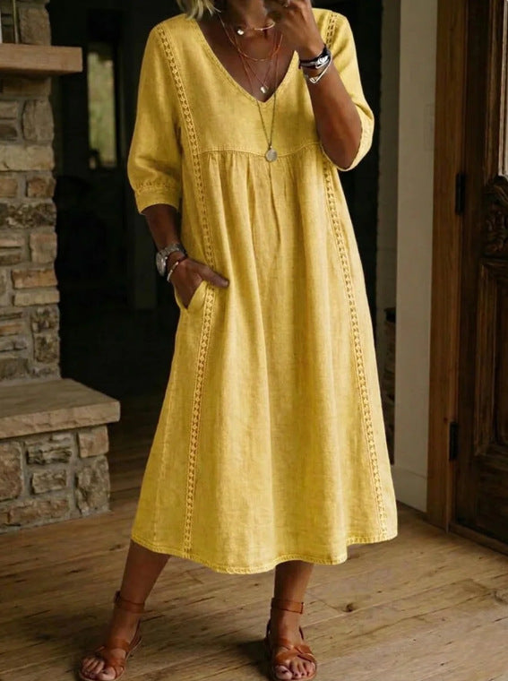 V-Neck Boubou Lace Trim