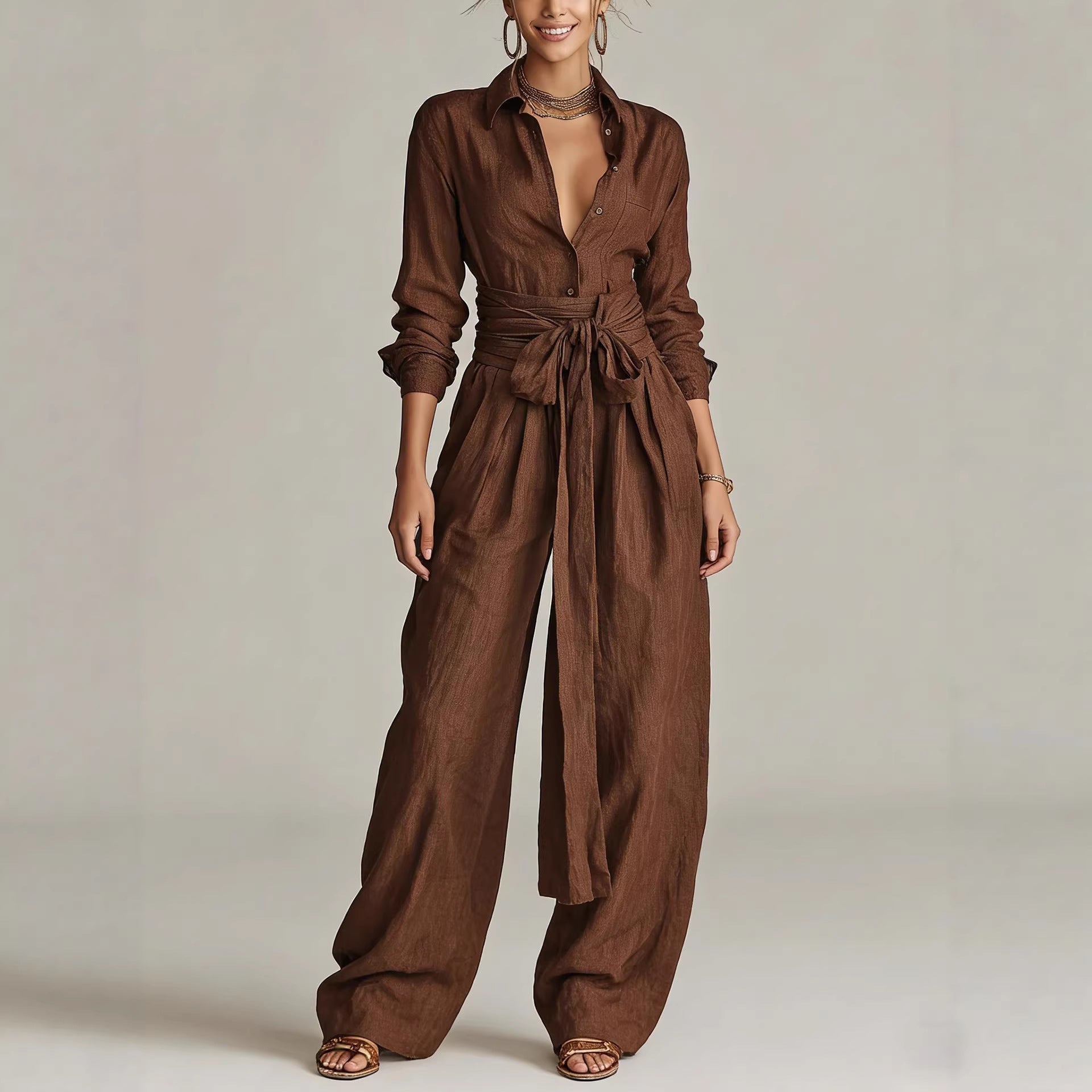 Solid Casual Pant Set
